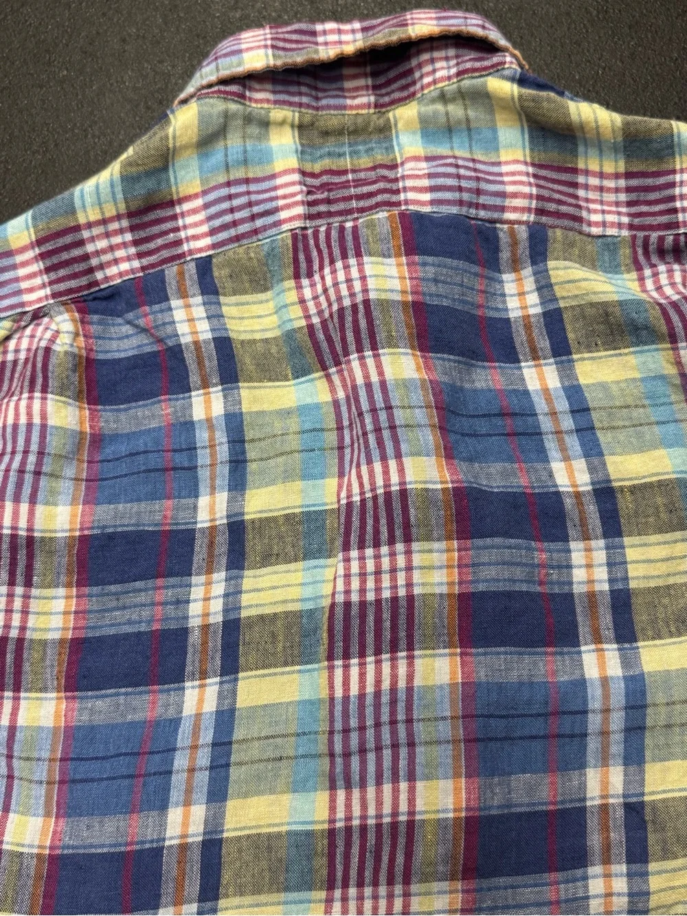 Polo by Ralph Lauren linen Plaid Button-Down Shirt (Blue, Yellow, Burgundy